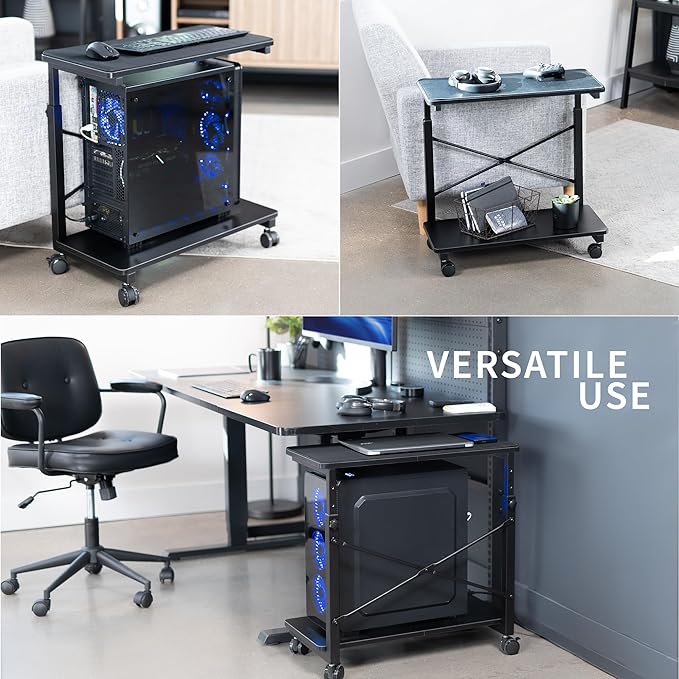 VIVO Large Mobile Adjustable 2-Tier PC Stand, Premium Gaming CPU Computer Tower - Image 7