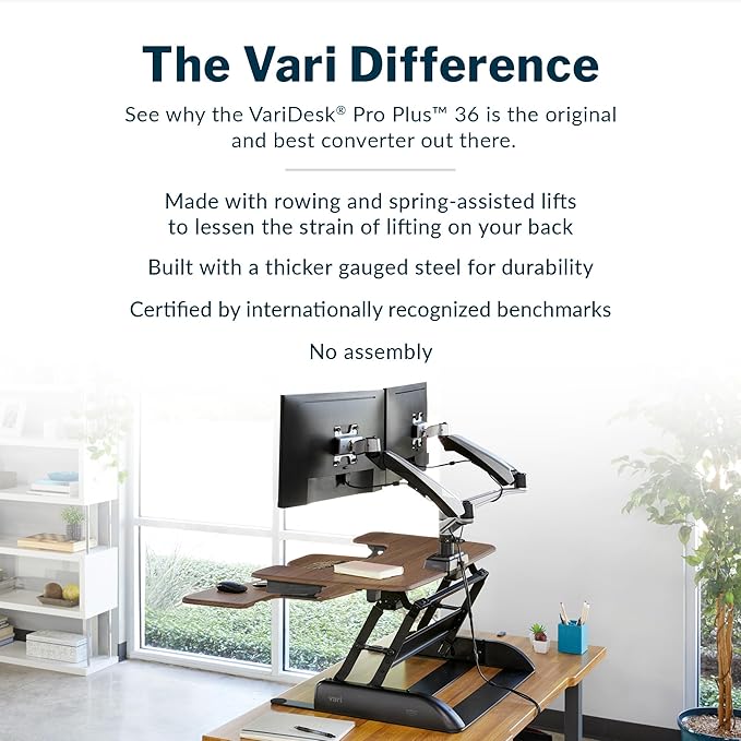 Vari VariDesk Pro Plus 36 Standing Desk Converter – 11 Height Settings + Spring - Image 4