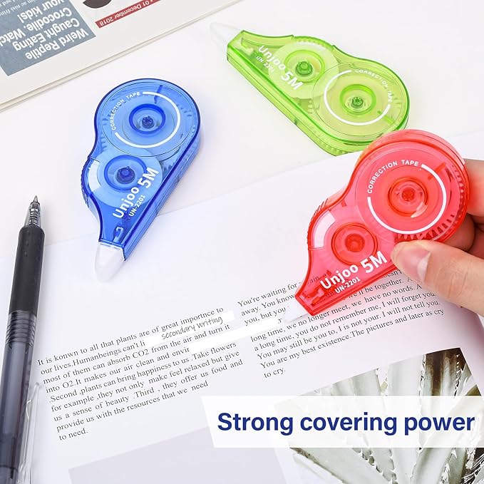 Unjoo White Correction Tape, Fast Clean Tear-Resistant Tape - Image 6