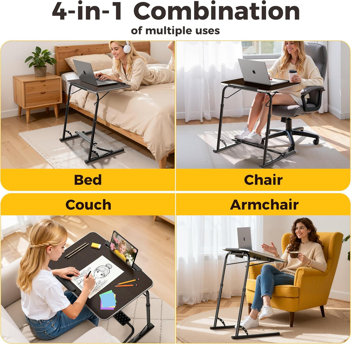 FoldWise Upgraded Folding TV Tray Table, Sturdy Couch & Dinner Laptop Table
