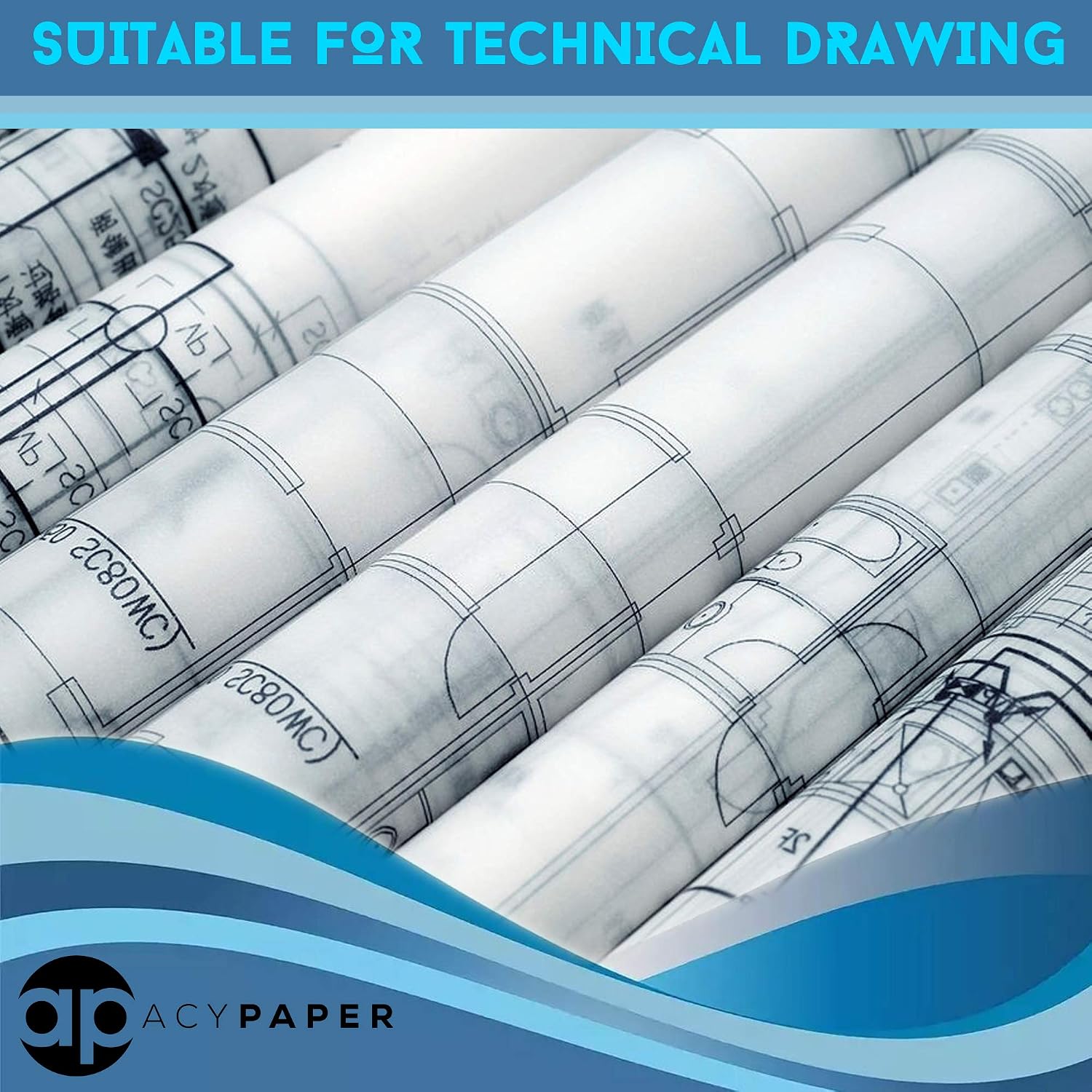 ACYPAPER 8 Rolls Value Pack. 24 x 150 Plotter Paper, 20 lb. Bond, CAD Paper Rolls for Wide Format Ink Jet Printers