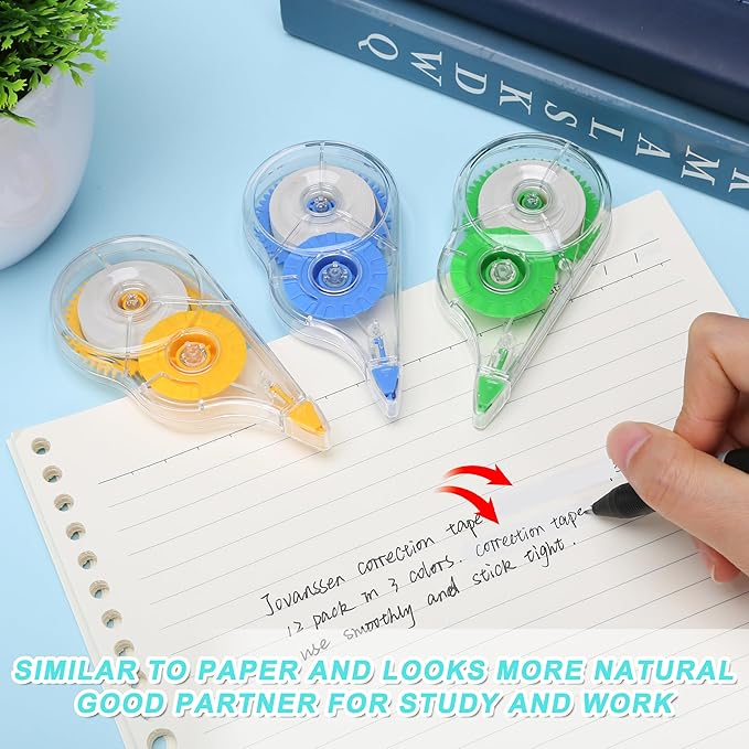 Jovanssen White Correction Tape, 12 Pack, 39.37 Feet Correction Tape - Image 3