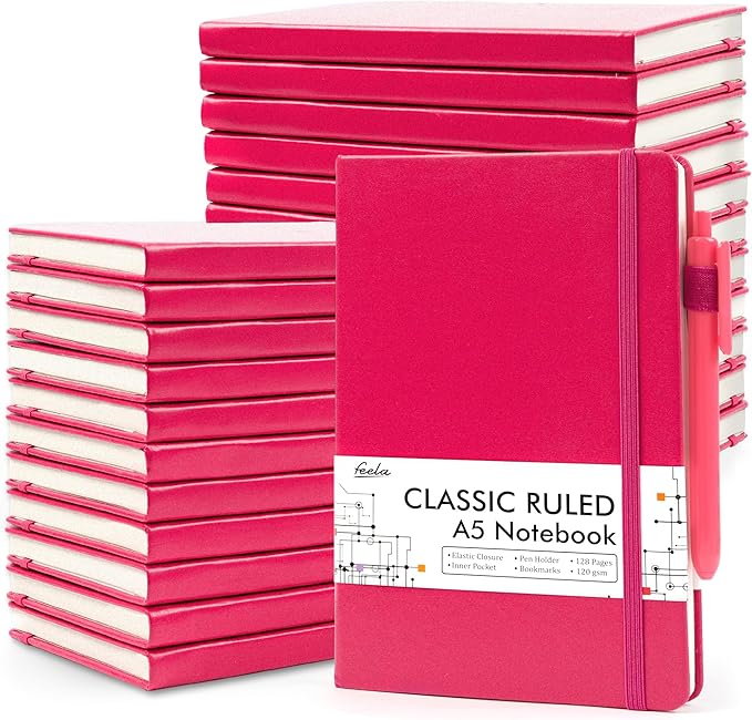 feela 24 Pack Journal Notebook for Work, Business Notebook Bulk Hardcover Lined by feela