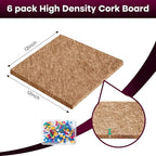 Bouiexye Felt Cork Board Tiles 6 Pack Grey Brown Boards 12"x12" - Image 2