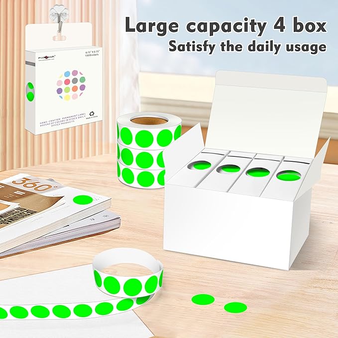 PARLAIM 3/4 Inch Roll Color Coding Labels, 4000 per/4 Rolls Round Adhesive - Image 7