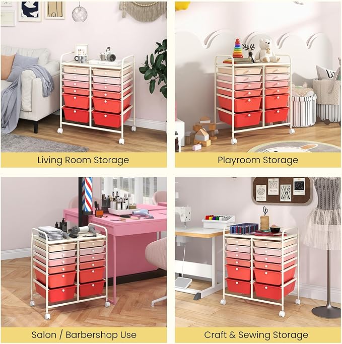 Giantex 12 Drawer Rolling Storage Cart Tools Scrapbook Paper Office School - Image 5