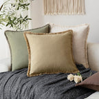 Foindtower Set of 2 Decorative Linen Fringe Throw Pillow Covers Farmhouse - Image 5