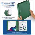 Samsill 1.5 Inch 3 Ring Binders, Economy Round Ring, Clear View Cover, 325 Sheet Capacity - for School, Home, Office - Green, 12 Pack