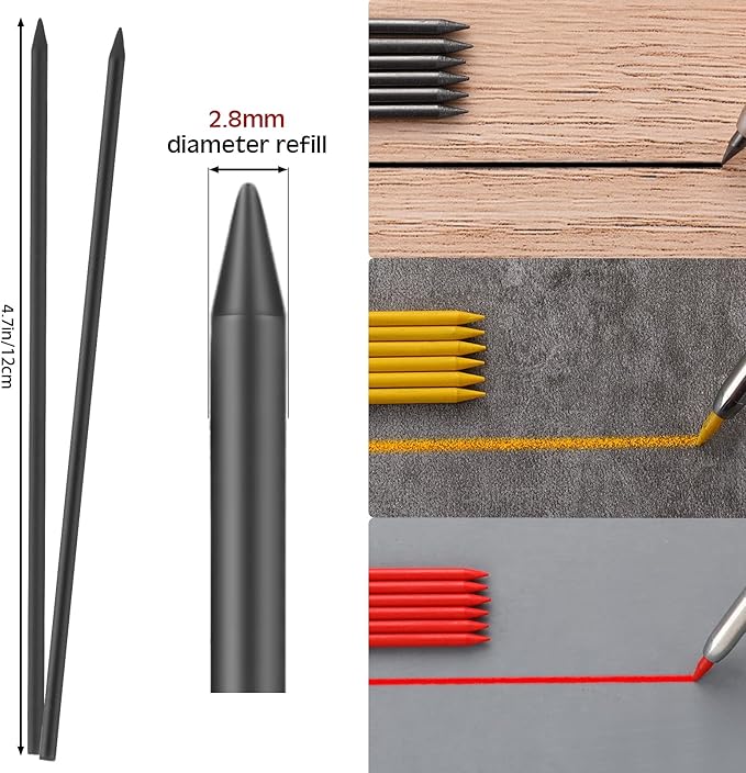 Zhehao 120 Pieces 2.8 mm Carpenter Pencils Lead Refills HB Refill - Image 2