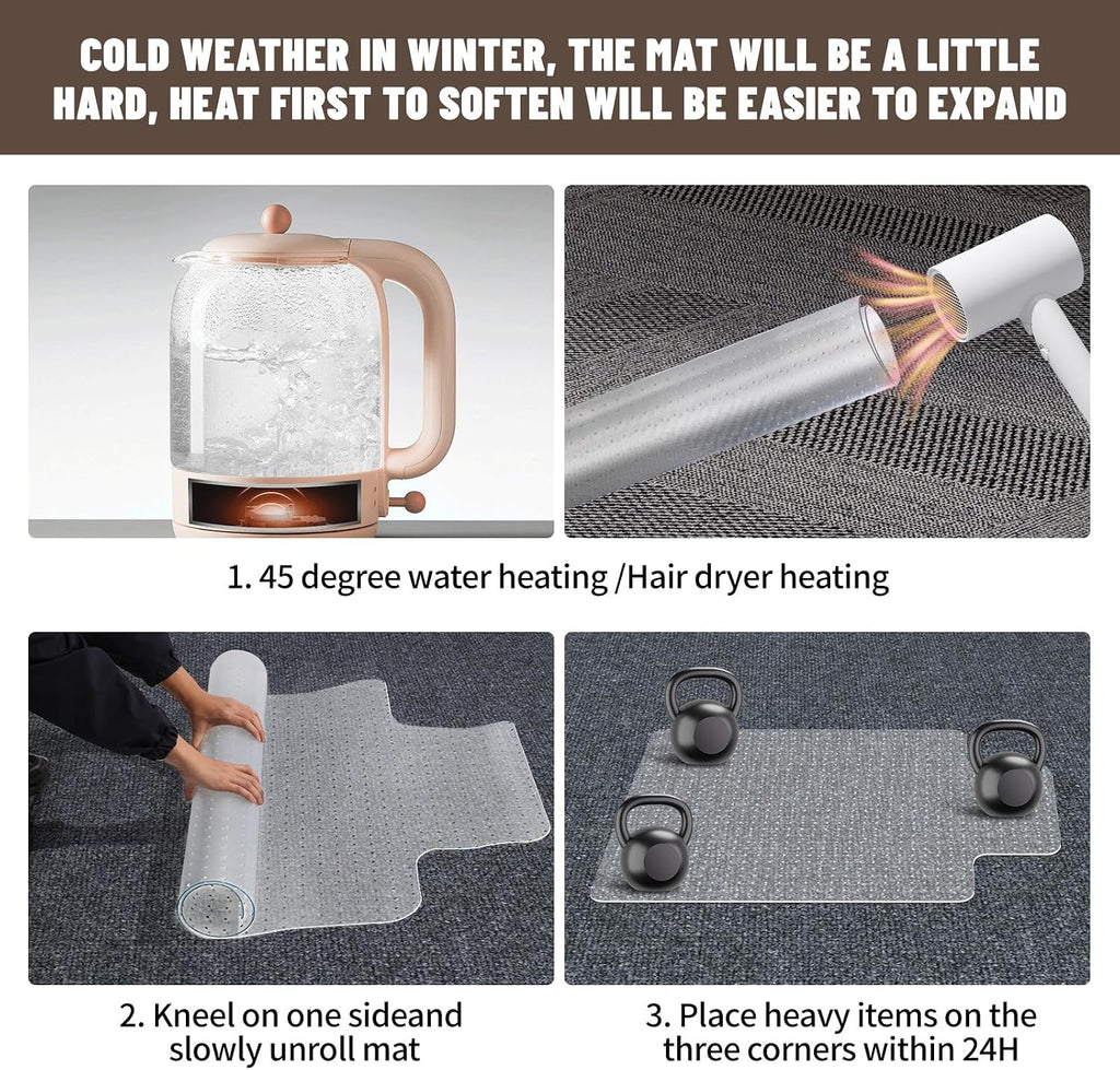 Clear Office Chair Mat for Carpet - 36"x48" Heavy-Duty Protection for Low Pile Carpets - Not Suitable for Hardwood Floors