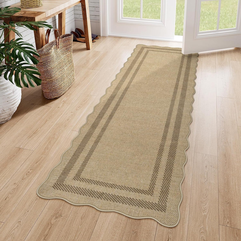 livebox scalloped washable 2x6 kitchen runner rug, easy, main product view