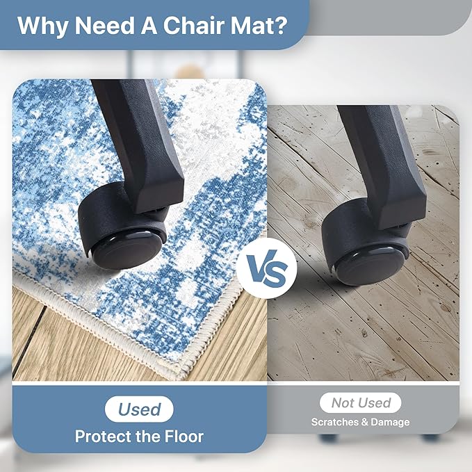 Office Chair Mat for Hardwood Tile Floor, Abstract 48"X 60" Desk Mats for - Image 5