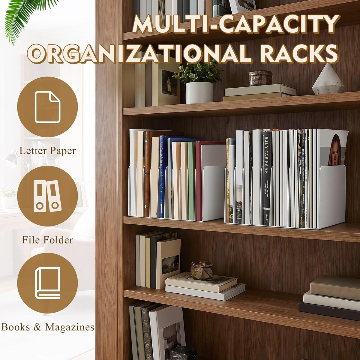 Suzile Metal Desktop File Organizer, 10 Compartment, Vertical File Sorter