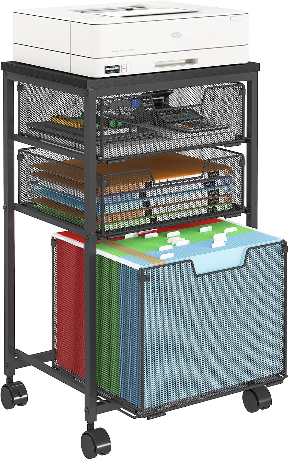 Sbanmao Rolling File Cart with 3 Drawers, Filing Cabinet, Hanging Folder Hold...