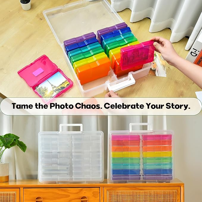 Haundry Photo Storage Box with 16 Inner 4" x 6" Photo Case, Portable Storage - Image 7