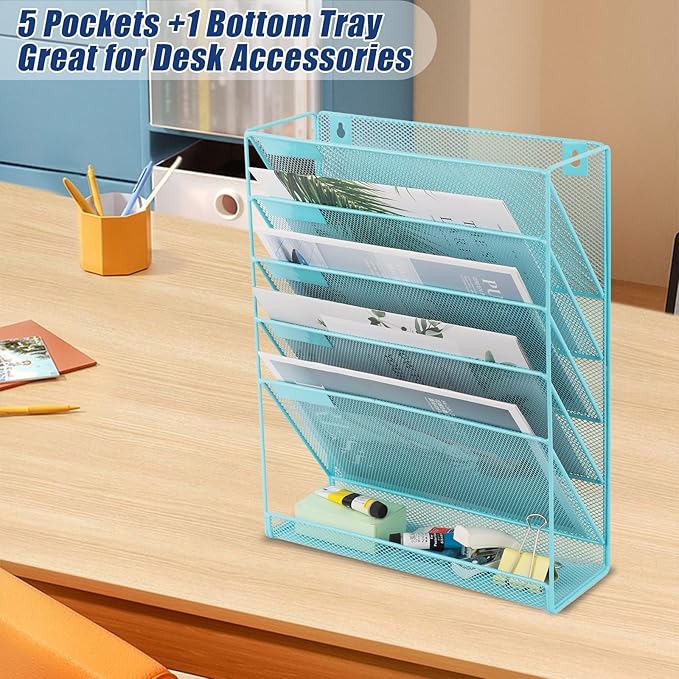 EASEPRES Desk File Organizer Mesh 6-Tier, Hanging Wall Mount Document - Image 6