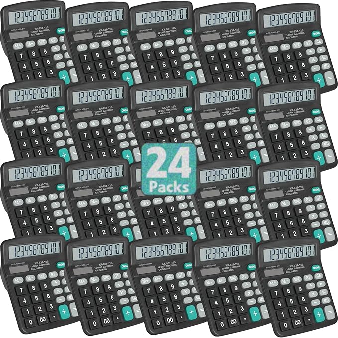 24 Pack Calculator Bulk, 12 Digits Calculators Desktop by YesBes