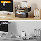 desk organizers and accessories, 4-tier paper letter tray showing dimensions