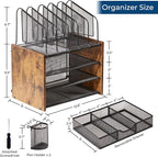 Y YOMA Wooden Desk Organizer, 4-Tier Mesh Desk Organizer - Image 3