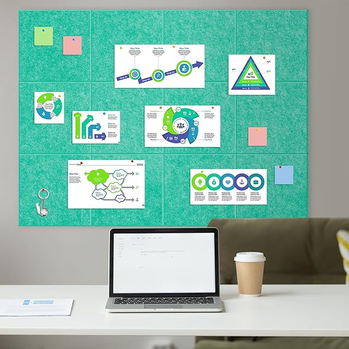 AKTOP Cork Board Bulletin Board 47"x35", 12 Pack Removable Felt Cork Board Tiles - Image 6