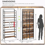 4NM No Assembly Extra Wide 6 Tiers Folding Bookshelf Storage Shelves Vintage - Image 2