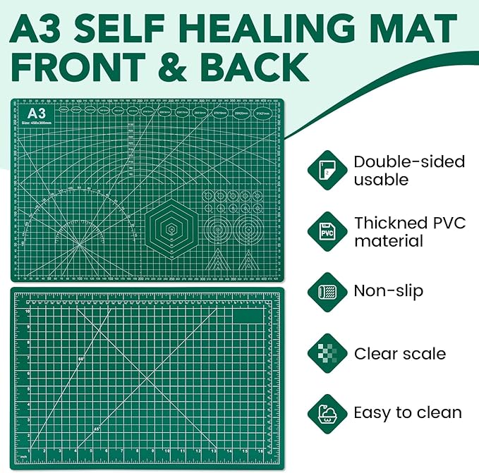 CLOYAN Cutting Mat 12"x18", 1 Pack Double-Sided 5-Ply Self Healing Sewing - Image 4
