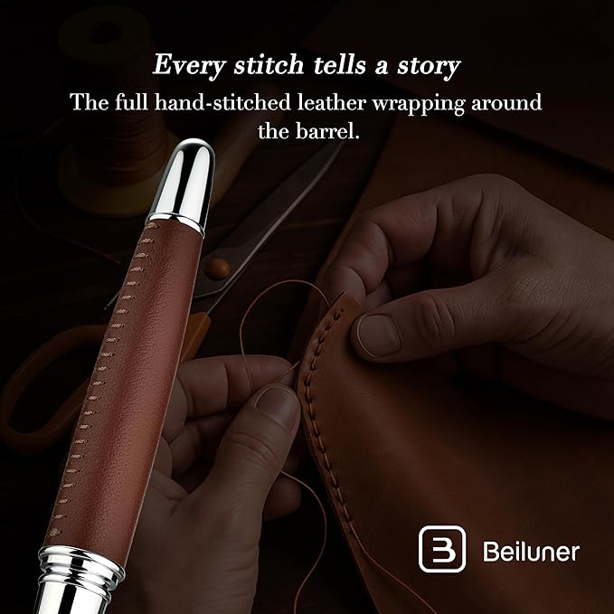 BEILUNER 318 Luxury Personalized Leather Pen, Hand-Stitched Premium Leather - Image 5