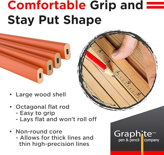 GRAPHITE Hard Lead Carpenter Pencils Bulk - Image 6