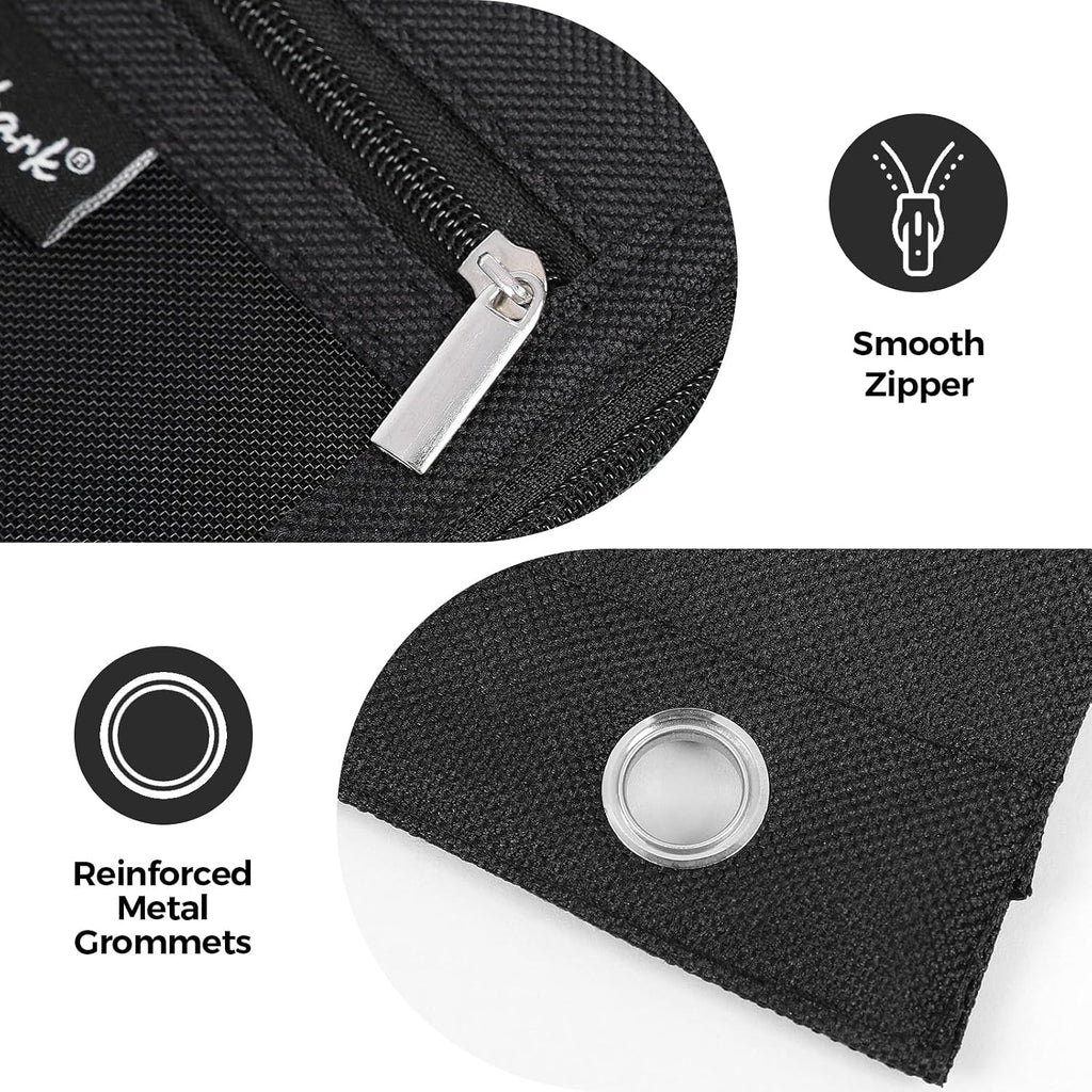 3-Ring Binder Pencil Pouch, Zipper Organizer with 3 Compartments, Mesh Window & Metal Grommets, Durable Oxford Pen Case for School Office Supplies Black