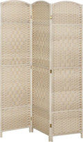 HOMCOM 3 Panel Room Divider, Hand-Woven Freestanding Wall Partition by HOMCOM