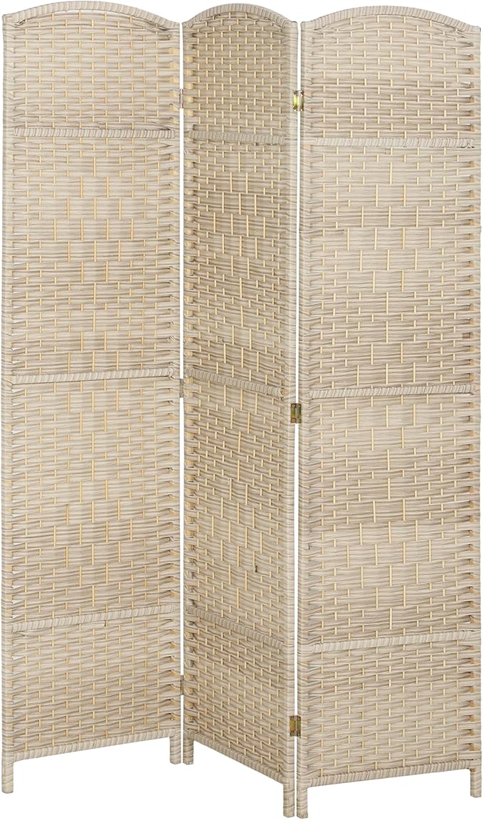 HOMCOM 3 Panel Room Divider, Hand-Woven Freestanding Wall Partition by HOMCOM