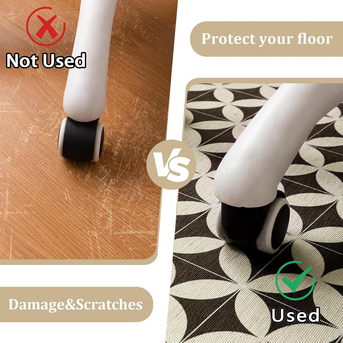Office Chair Mat for Hardwood Floor, 60"x45" Easy Glide Computer De...