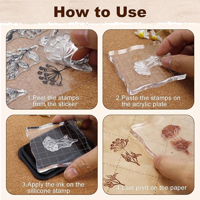 UCEC 8 Sheets Flower Clear Stamps - Image 3