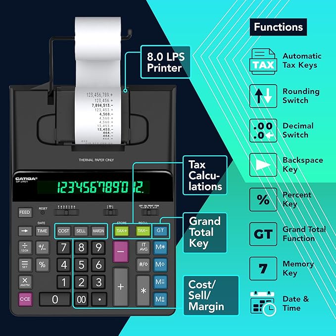 CATIGA 12 Digit Thermal Printing Calculator - Image 6