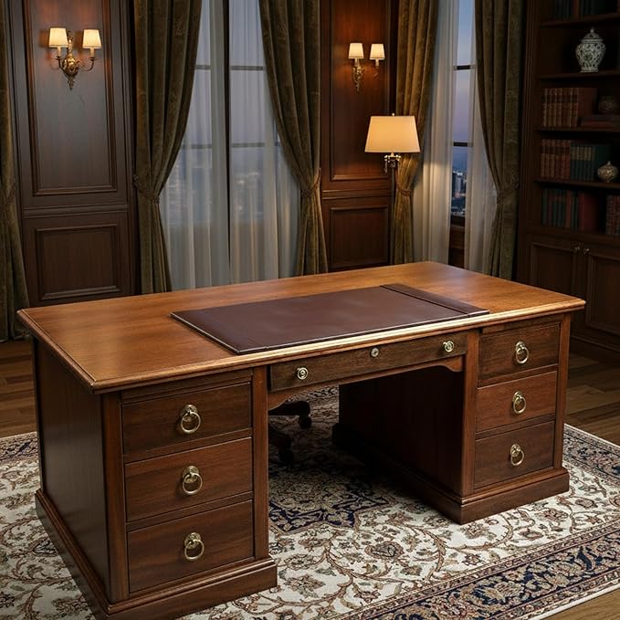 Dacasso Bonded Pad with Side Rails Luxury Leather Desk Blotter - Image 2