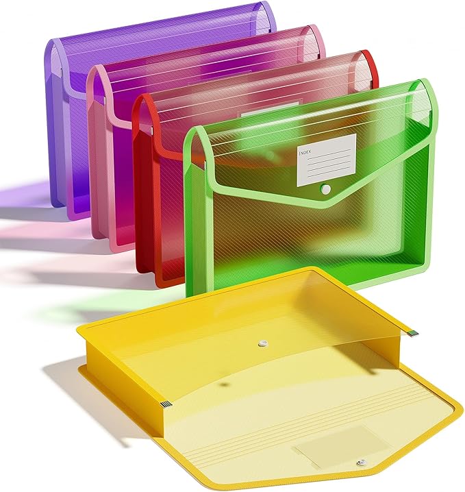 ThinkTex Plastic Expanding File Folder, Transparent Envelopes by ThinkTex