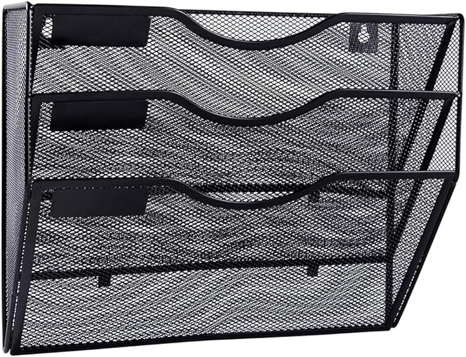 EASEPRES 3 Pocket Mesh Hanging Wall File Organizer, Wall Mounted Mail Paper by EASEPRES