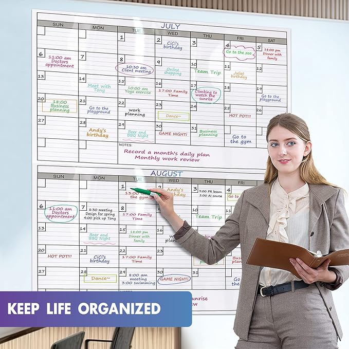 Dry Erase Two Month Laminated jumbo Wall Calendar, Huge bimonthly Vertical - Image 7