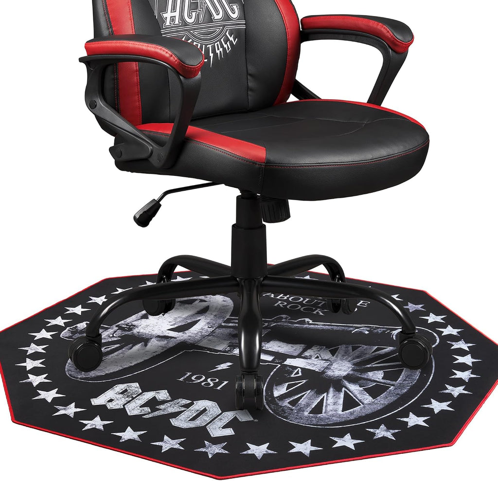 Subsonic - Metal Music Gaming Floor Mat 39.4x39.4 inch - Non-Slip for Office Chairs - Floor and Parquet Protection Mat for Gaming Rooms - Easy to Clean - Black (AC/DC)