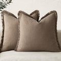 Foindtower Set of 2 Decorative Linen Fringe Throw Pillow Covers Cozy Boho by Foindtower
