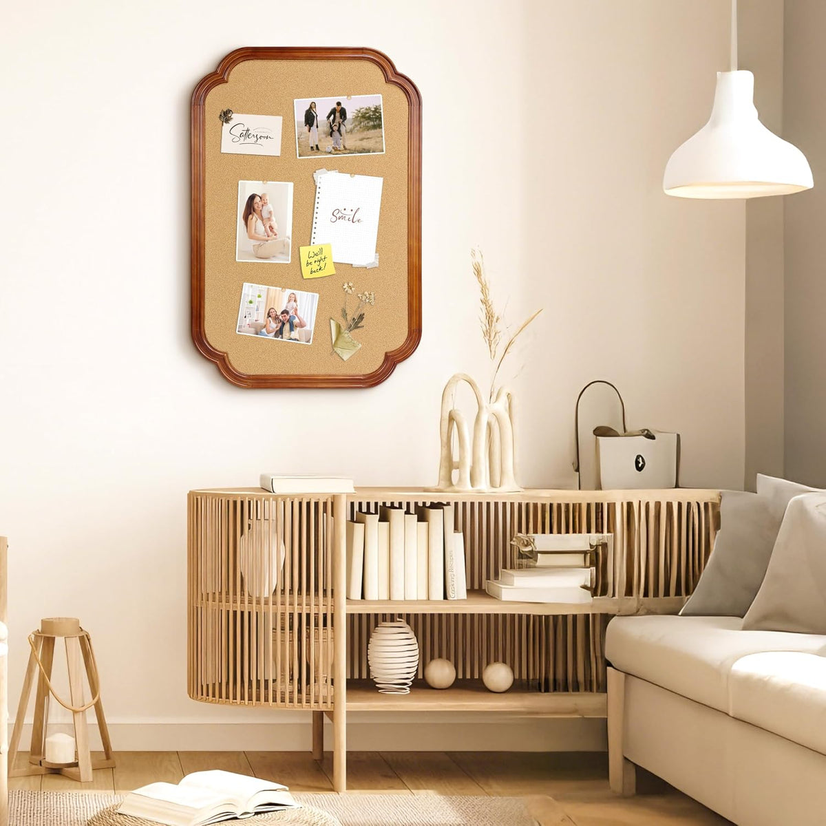Scalloped Edge Wooden Frame Cork Board 30x20in (75x50CM)
