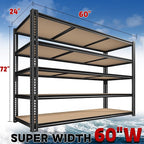 ROOMFAVE 60" W Garage Shelving 72" H Metal Shelving 3500LBS Storage Shelves - Image 3