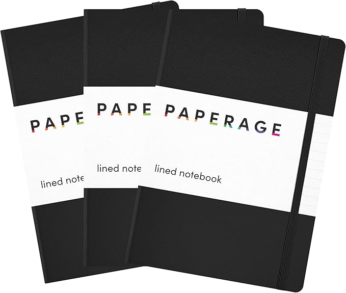 PAPERAGE Lined Journal Notebook, 3 Pack, 160 Pages, Medium 5.6 in x 8 in by PAPERAGE