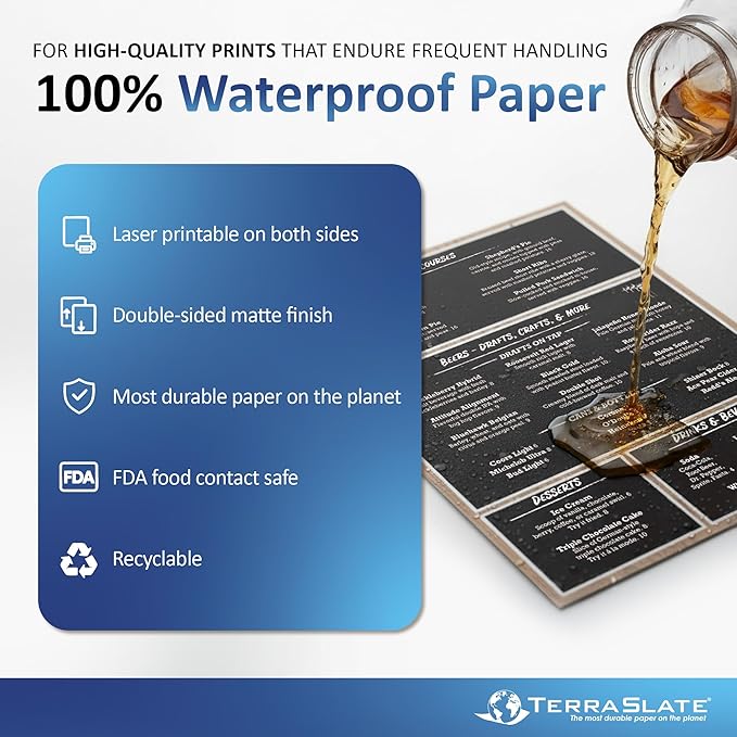 TerraSlate Copy Paper Waterproof Laser Printer, Rain Weatherproof, 5 Mil - Image 2