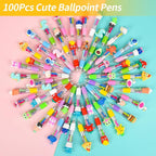 LiYiQ 100 PCS Multicolor Pen in One Fun 4-in-1 Cute Pens Bulk Kawaii Cool - Image 3