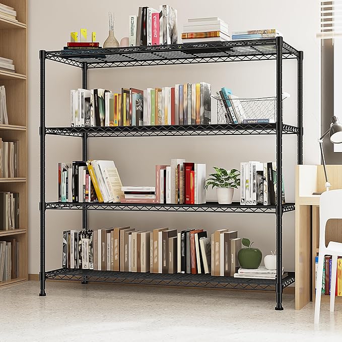 45 "W Metal Shelving Unit 4 Tier Storage Shelves Adjustable Wire Shelving Metal - Image 8