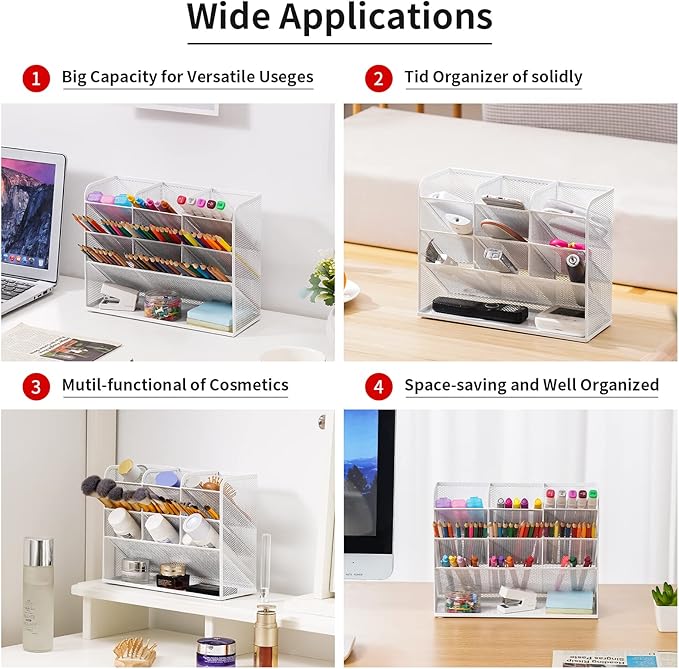 Marbrasse Mesh Desk Organizer, Pen Organizer - Image 3