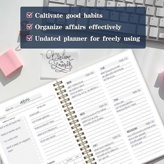 Undated Weekly Planner- Weekly Goals Notebook, A5 To Do List Planner, Habit - Image 5