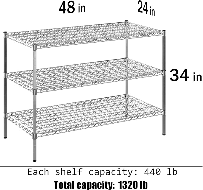 Regal Altair 24" Deep x 48" Wide x 34" Height Wire Shelving Kit | 3-Tier | NSF - Image 3