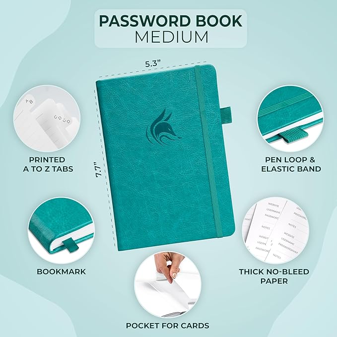Clever Fox Password Book with alphabetical tabs. Internet Address Organizer - Image 2